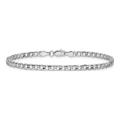 14K White Gold 4.3mm Semi-Solid Curb Chain Bracelet – view 4