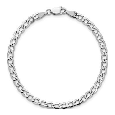 14K White Gold 4.3mm Semi-Solid Curb Chain Bracelet – view 5