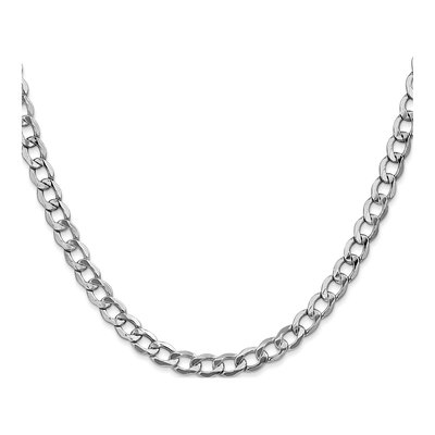 14K White Gold 5.25mm Semi-Solid Curb Chain – view 2