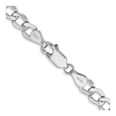14K White Gold 5.25mm Semi-Solid Curb Chain – view 3