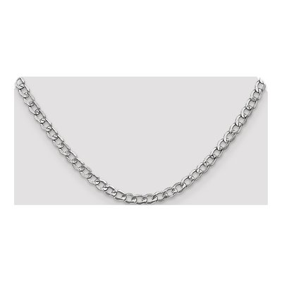 14K White Gold 5.25mm Semi-Solid Curb Chain – view 4