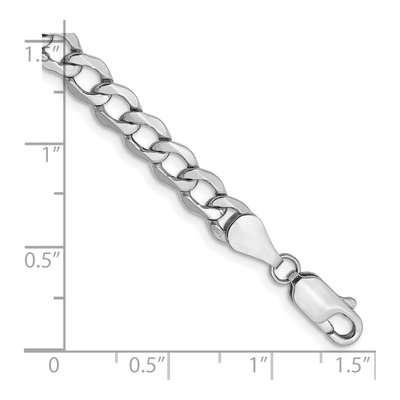 14K White Gold 5.25mm Semi-Solid Curb Chain Bracelet – view 2