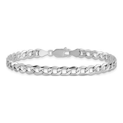 14K White Gold 5.25mm Semi-Solid Curb Chain Bracelet – view 3