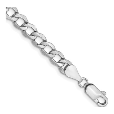 14K White Gold 5.25mm Semi-Solid Curb Chain Bracelet