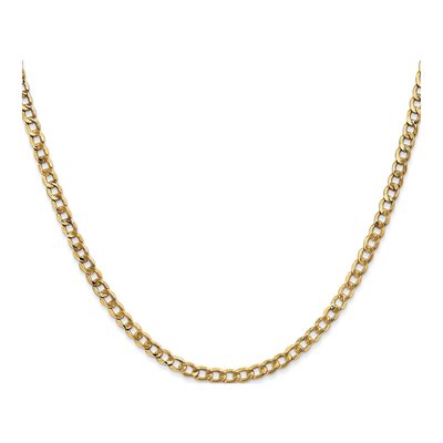14K Yellow Gold 3.35mm Semi-Solid Curb Chain – view 2