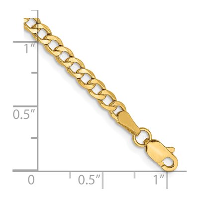 14K Yellow Gold 3.35mm Semi-Solid Curb Chain Bracelet – view 2