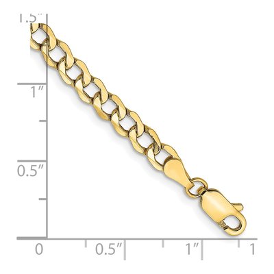 14K Yellow Gold 4.3mm Semi-Solid Curb Chain Bracelet – view 3