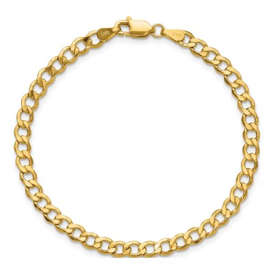14K Yellow Gold 4.3mm Semi-Solid Curb Chain Bracelet – view 5