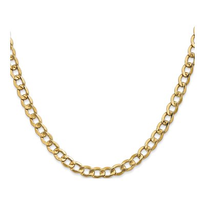 14K Yellow Gold 5.25mm Semi-Solid Curb Chain – view 2