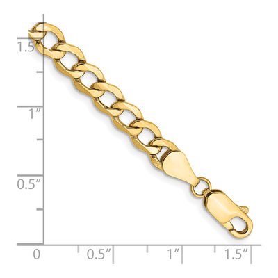14K Yellow Gold 5.25mm Semi-Solid Curb Chain Bracelet – view 2