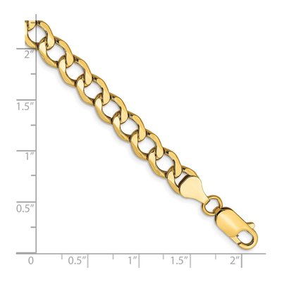 14K Yellow Gold 6.5mm Semi-Solid 8-inch Curb Chain Bracelet – view 3