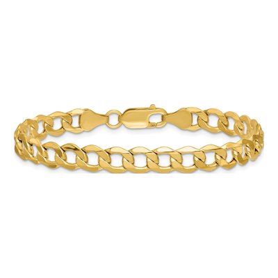 14K Yellow Gold 6.5mm Semi-Solid 8-inch Curb Chain Bracelet – view 4