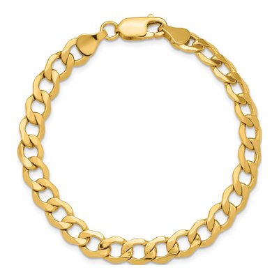 14K Yellow Gold 6.5mm Semi-Solid 8-inch Curb Chain Bracelet – view 5