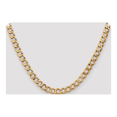 14K Yellow Gold 7mm Semi-Solid Curb Chain – view 4