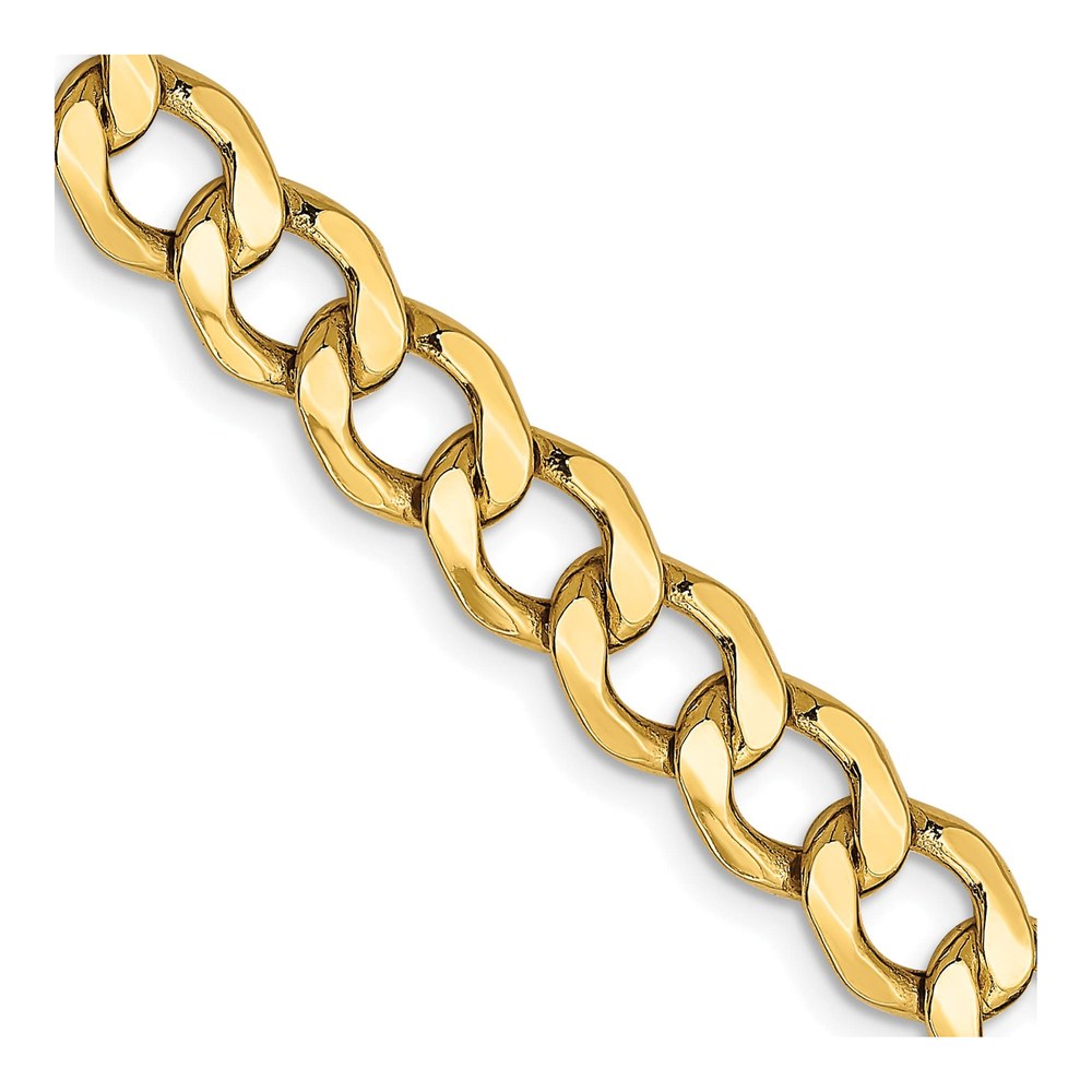 14K Yellow Gold 7mm Semi-Solid Curb Chain