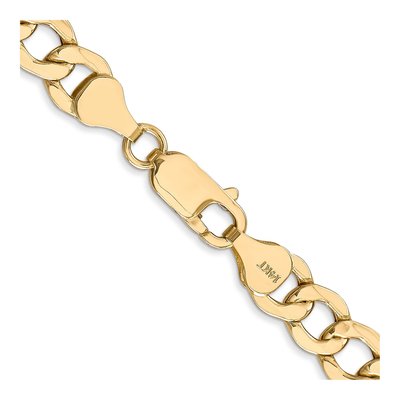 14K Yellow Gold 7mm Semi-Solid 22-inch Curb Chain – view 3