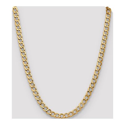 14K Yellow Gold 7mm Semi-Solid 22-inch Curb Chain – view 4