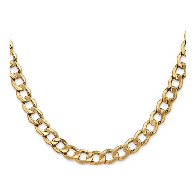 14K Yellow Gold 7mm Semi-Solid 26-inch Curb Chain – view 2
