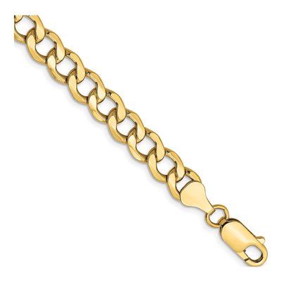 14K Yellow Gold 7mm Semi-Solid Curb Chain Bracelet