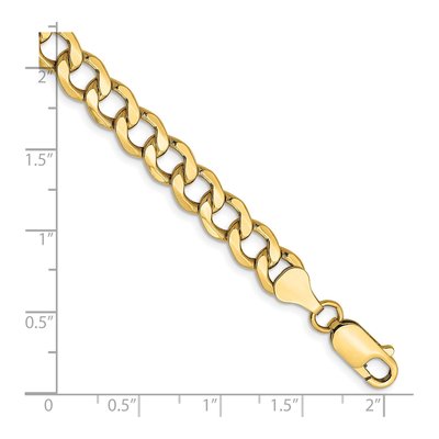 14K Yellow Gold 7mm Semi-Solid Curb Chain Anklet – view 2
