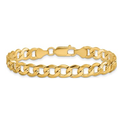 14K Yellow Gold 7mm Semi-Solid Curb Chain Anklet – view 3