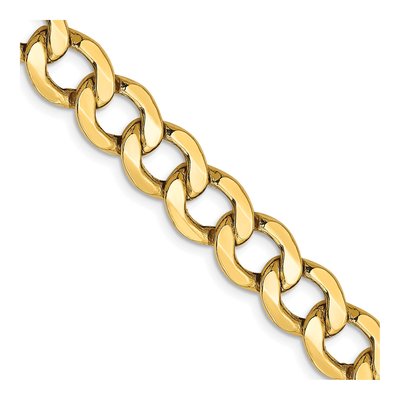 14K Yellow Gold 9mm Semi-Solid Curb Chain