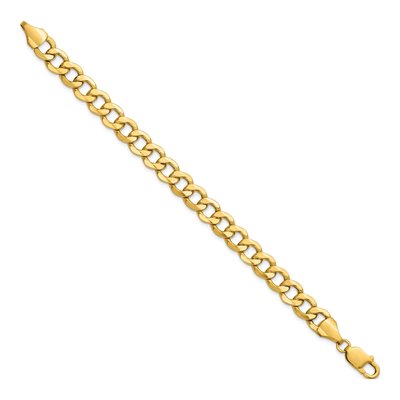 14K Yellow Gold 9mm Semi-Solid Curb Chain Bracelet – view 2