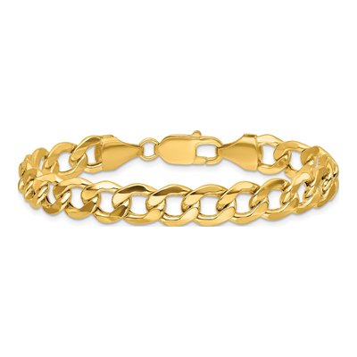 14K Yellow Gold 9mm Semi-Solid Curb Chain Bracelet – view 4