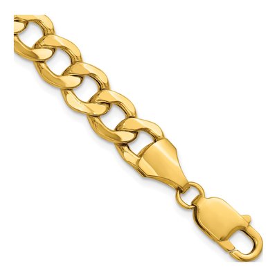 14K Yellow Gold 9mm Semi-Solid Curb Chain Bracelet