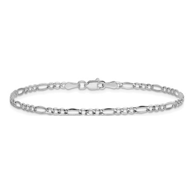 14K White Gold 2.5mm Semi-Solid Figaro Chain Anklet – view 4