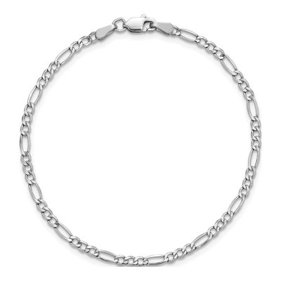 14K White Gold 2.5mm Semi-Solid Figaro Chain Anklet – view 5
