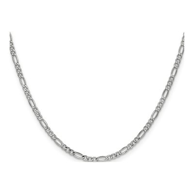 14K White Gold 2.5mm Semi-Solid Figaro Chain – view 2