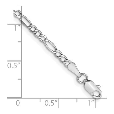 14K White Gold 2.5mm Semi-Solid Figaro Chain Bracelet – view 3