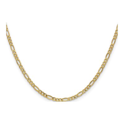 14K Yellow Gold 2.5mm Semi-Solid Figaro Chain – view 3