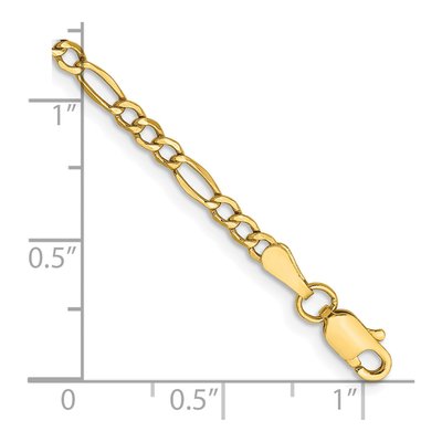 14K Yellow Gold 2.5mm Semi-Solid Figaro Chain Bracelet – view 3