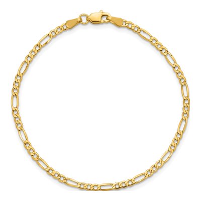 14K Yellow Gold 2.5mm Semi-Solid Figaro Chain Bracelet – view 5