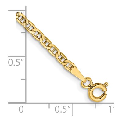 14K Yellow Gold 2.4mm Semi-Solid Anchor Chain Bracelet – view 2