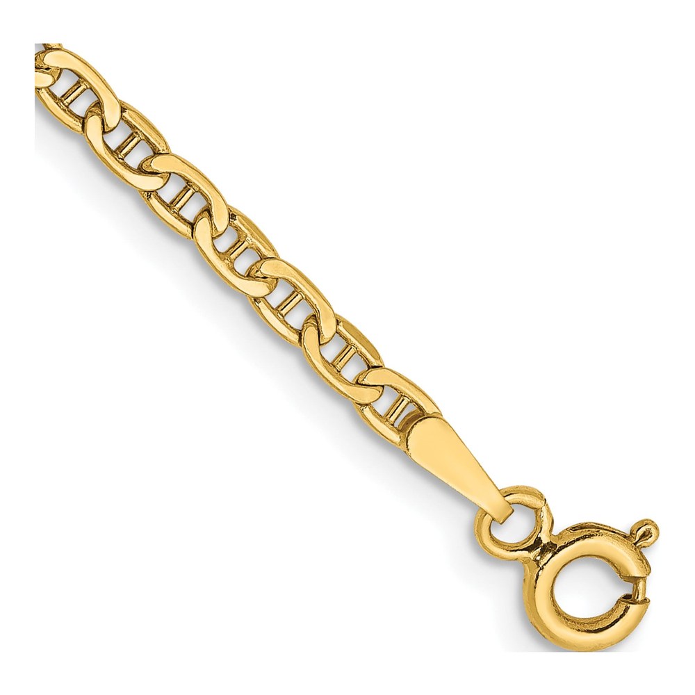 14K Yellow Gold Anchor Chain Bracelet, 7 in