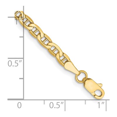 14K Yellow Gold 3.2mm Semi-Solid Anchor Chain Bracelet – view 2
