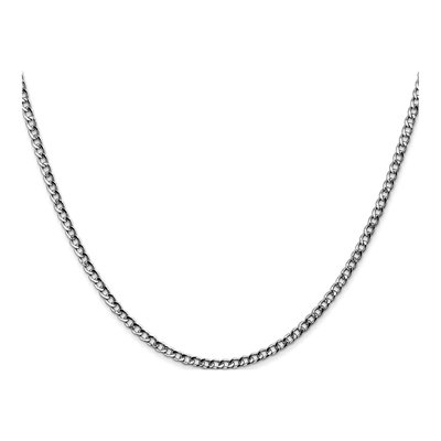 14K White Gold 2.5mm Semi-Solid Curb Chain – view 2