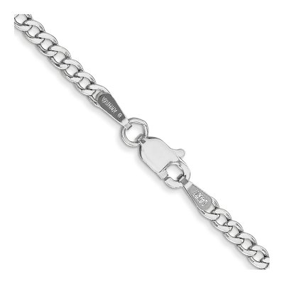 14K White Gold 2.5mm Semi-Solid Curb Chain – view 3