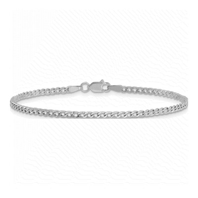 14K White Gold 2.5mm Semi-Solid Curb Chain Bracelet – view 3