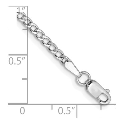 14K White Gold 2.5mm Semi-Solid Curb Chain Bracelet – view 3