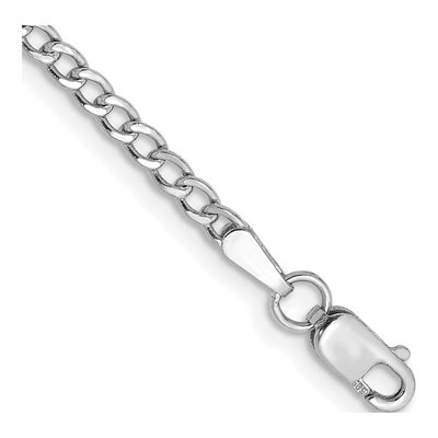 14K White Gold 2.5mm Semi-Solid Curb Chain Bracelet