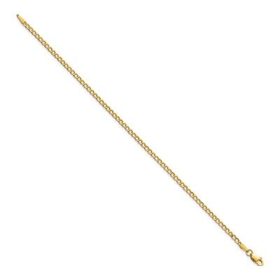 14K Yellow Gold 2.5mm Semi-Solid Curb Chain Bracelet – view 2