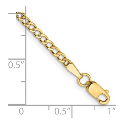 14K Yellow Gold 2.5mm Semi-Solid Curb Chain Bracelet – view 3