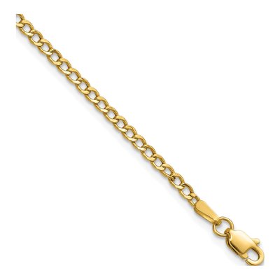 14K Yellow Gold 2.5mm Semi-Solid Curb Chain Bracelet