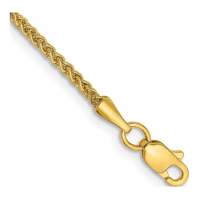 14K Yellow Gold 1.55mm Semi-Solid Wheat Chain Anklet