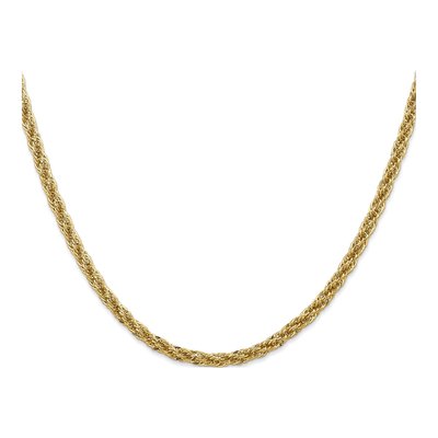 14K Yellow Gold 3.3mm Semi-Solid Diamond-Cut 18-inch Rope Chain – view 3