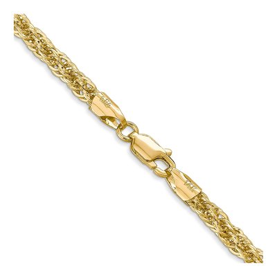 14K Yellow Gold 3.3mm Semi-Solid Diamond-Cut 18-inch Rope Chain – view 4